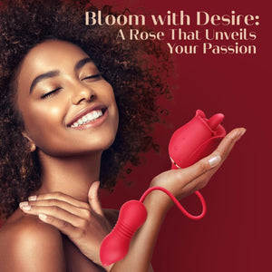 Playful Cakes 4 - in - 1 Rose Vibrator - 9 Tongue Licking & Thrusting G - Spot Stimulator - Playful Cakes