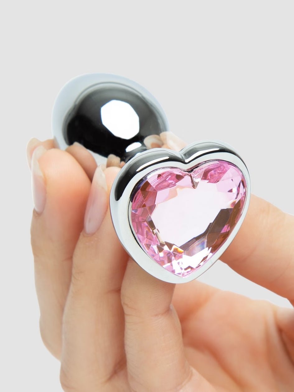 PlayfulCake Jeweled Heart Metal Butt Plug 2.5 Inch - Playful Cakes