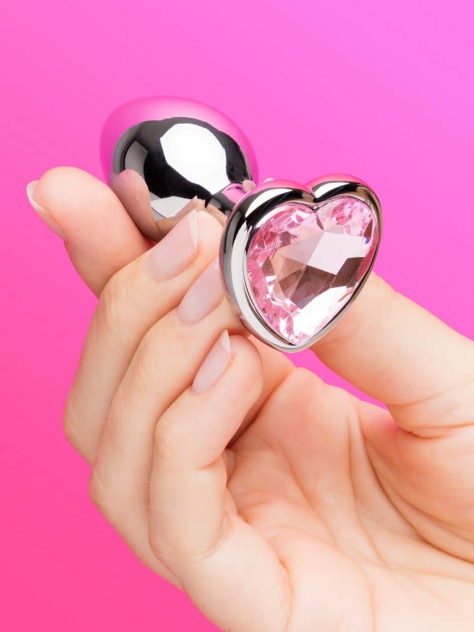 PlayfulCake Jeweled Heart Metal Butt Plug 2.5 Inch - Playful Cakes